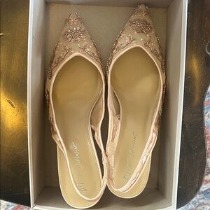 Betsey Johnson Beaded Pointed-Toe Slingback heels in Blush